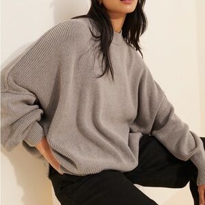 FREE PEOPLE Easy Street Tunic Sweater in Grey
